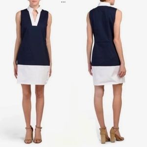Sail to Sable Color Block Shift Dress Size Medium Sleeveless White and Navy Blue